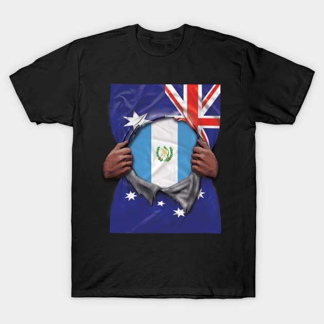 Guatemala Flag Australian Flag Ripped - Gift for Guatemalan From Guatemala T-Shirt by Country Flags